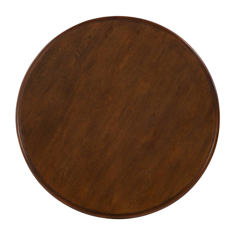 Open Box - Dermott Transitional Side Table with Lower Shelf Hazelnut Brown - Powell: Elegant Round End Table for Living Room