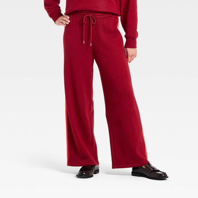 New - Women's Mid-Rise Straight Leg Pull-On Pants - Universal Thread™ Maroon XS
