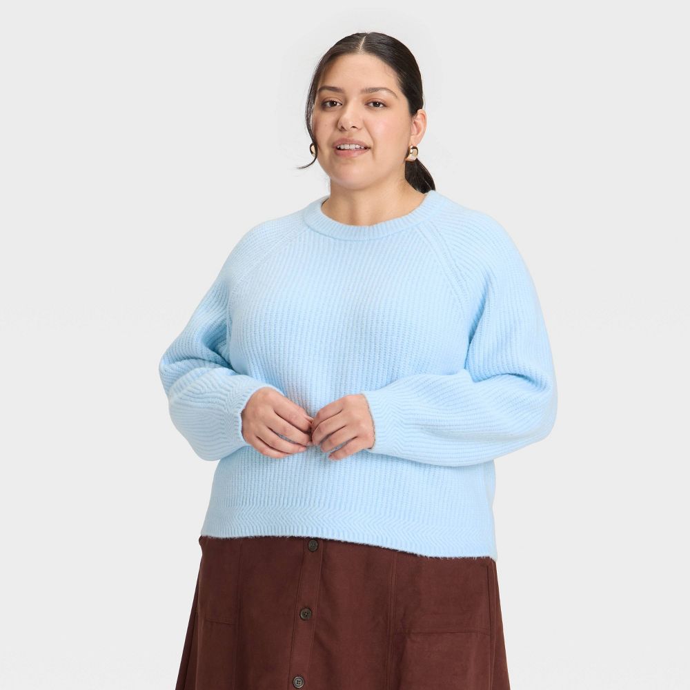 New - Women's Cozy Knit Crewneck Pullover Sweater - Universal Thread™ Blue XXL