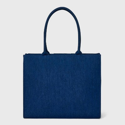 Open Box - Straw Large Boxy Tote Handbag - A New Day Natural/Black A New DayBullseye Deals