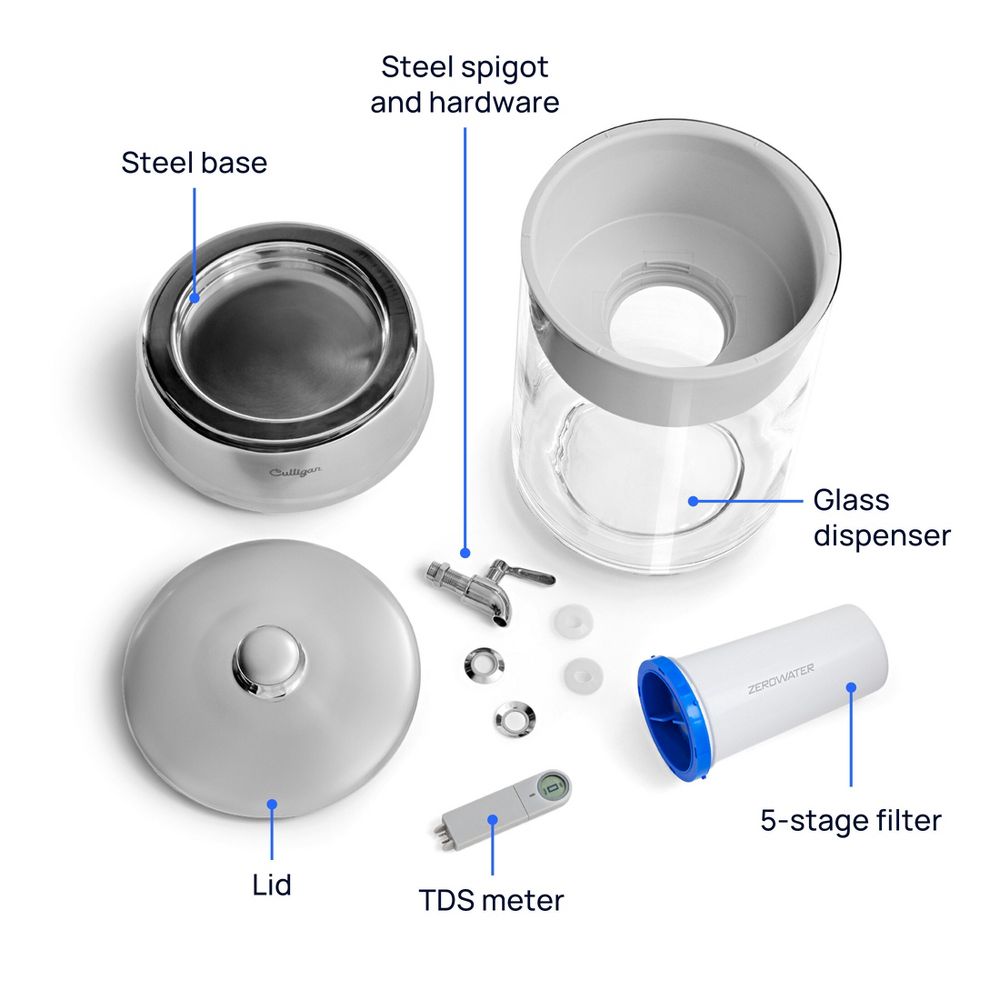New - Culligan with ZeroWater Technology 40 Cup Glass Dispenser