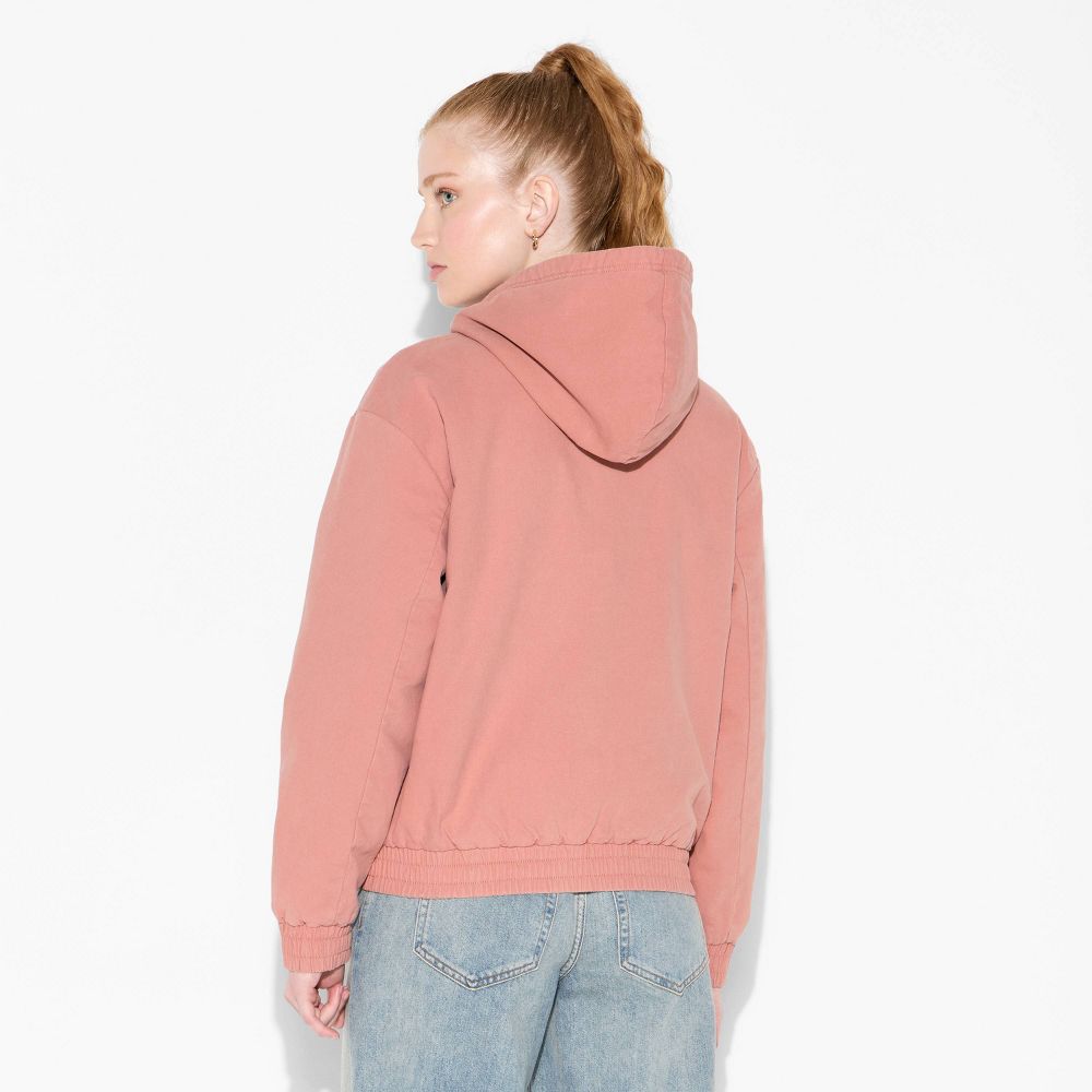 New - Women's Canvas Hooded Utility Jacket - Wild Fable™ Pink S