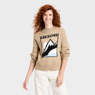 New - Women's Cozy Alpine Crewneck Pullover Sweater - Universal Thread™ Brown XS