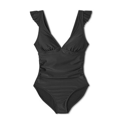 New - Kona Sol Women's Ruched One Piece Swimsuit Full Coverage Swimwear Kona SolBullseye Deals