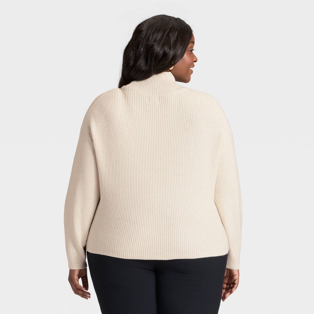 New - Women's Funnel Pullover Sweater - A New Day™ Oatmeal 3X