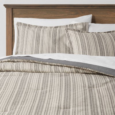 New - Threshold 7-Piece Comforter & Sheet Set Cotton Blend Lightweight ThresholdBullseye Deals