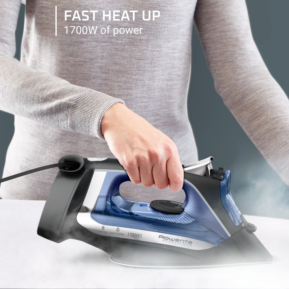 New - Rowenta Steam Iron Access Steam Vertical Steaming Blue/Black