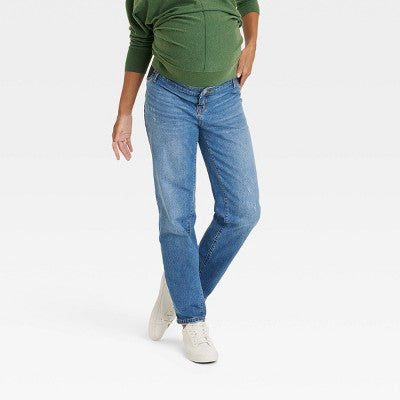 New - Isabel Maternity by Ingrid & Mid Rise Straight Fit Full Straight-Leg Jeans Isabel Maternity by Ingrid & IsabelBullseye Deals