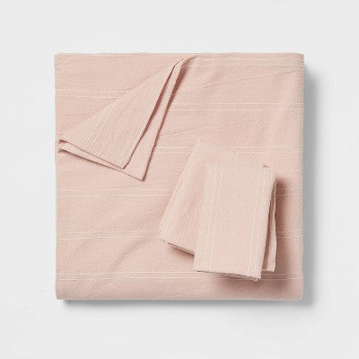 New - Threshold Cotton Duvet Cover Set Chalk Stripe Zipper Closure ThresholdBullseye Deals