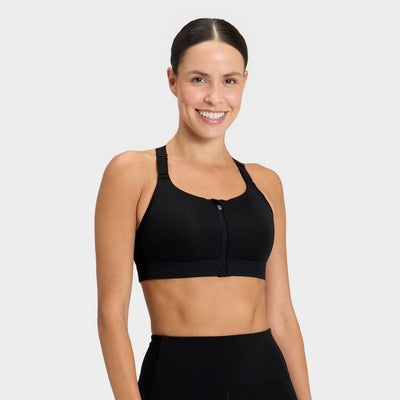 New - Women's High Support Front Zip Bra - All In Motion™ Black 38B