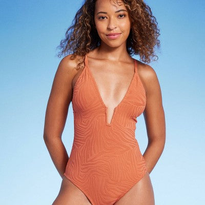Women's Jacquard Rectangle Wire One Piece Swimsuit - Shade & Shore Shade & ShoreBullseye Deals