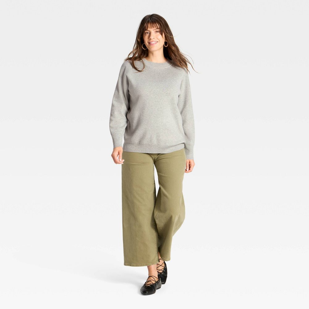 New - Crewneck Essential Maternity Pullover Sweater - Isabel Maternity by Ingrid & Isabel™ Heather Gray XS