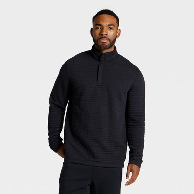 New - Men's Quilted Fleece 1/2 Zip Pullover Sweatshirt - All In Motion™ Black XS