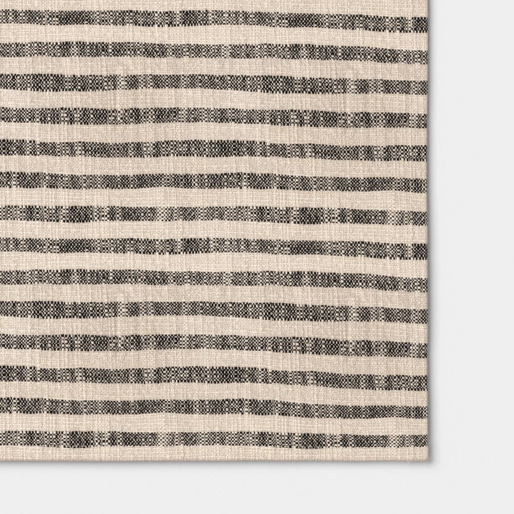 New - 90'x20" Striped Table Runner Khaki/Black - Threshold™