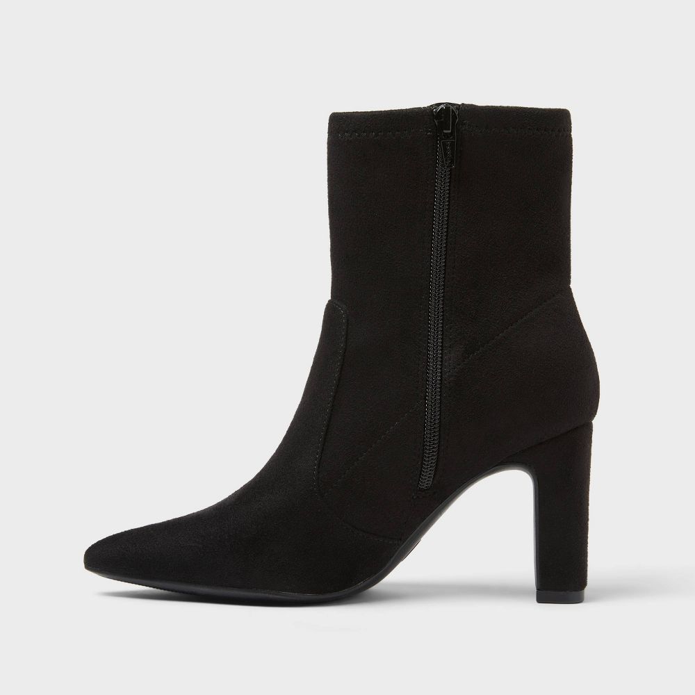 New - Women’s Sienna Low Shaft Heeled Boots with Memory Foam Insole - A New Day™ Jet Black 5