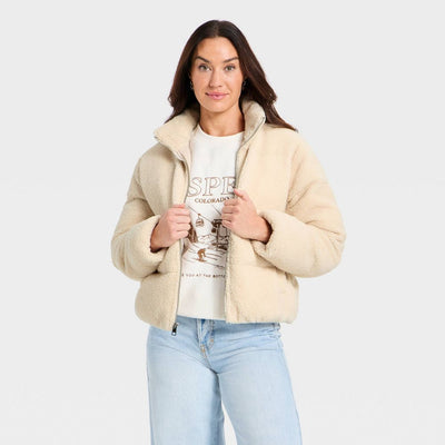 New - Women's Puffer Jacket - Universal Thread™ Cream XL