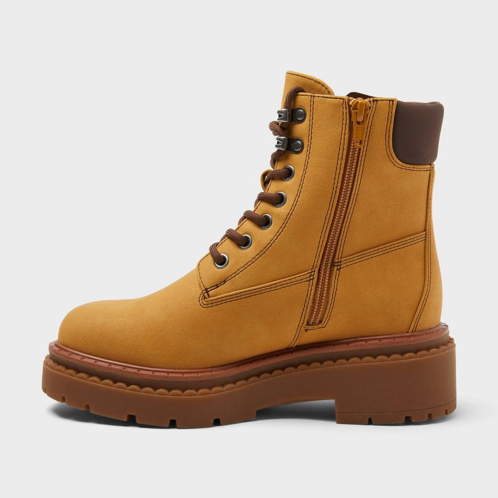 Open Box - Women’s Marlowe Hiker Ankle Boots with Memory Foam Insole – Wild Fable™ Tan 6