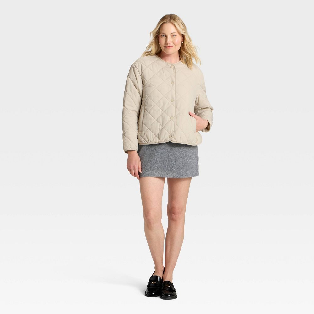 New - Women's Quilted Scarf Jacket - A New Day™ Cream L