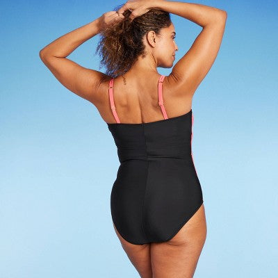 Women's High Neck Keyhole Wrap One Piece Swimsuit Aqua GreenBullseye Deals