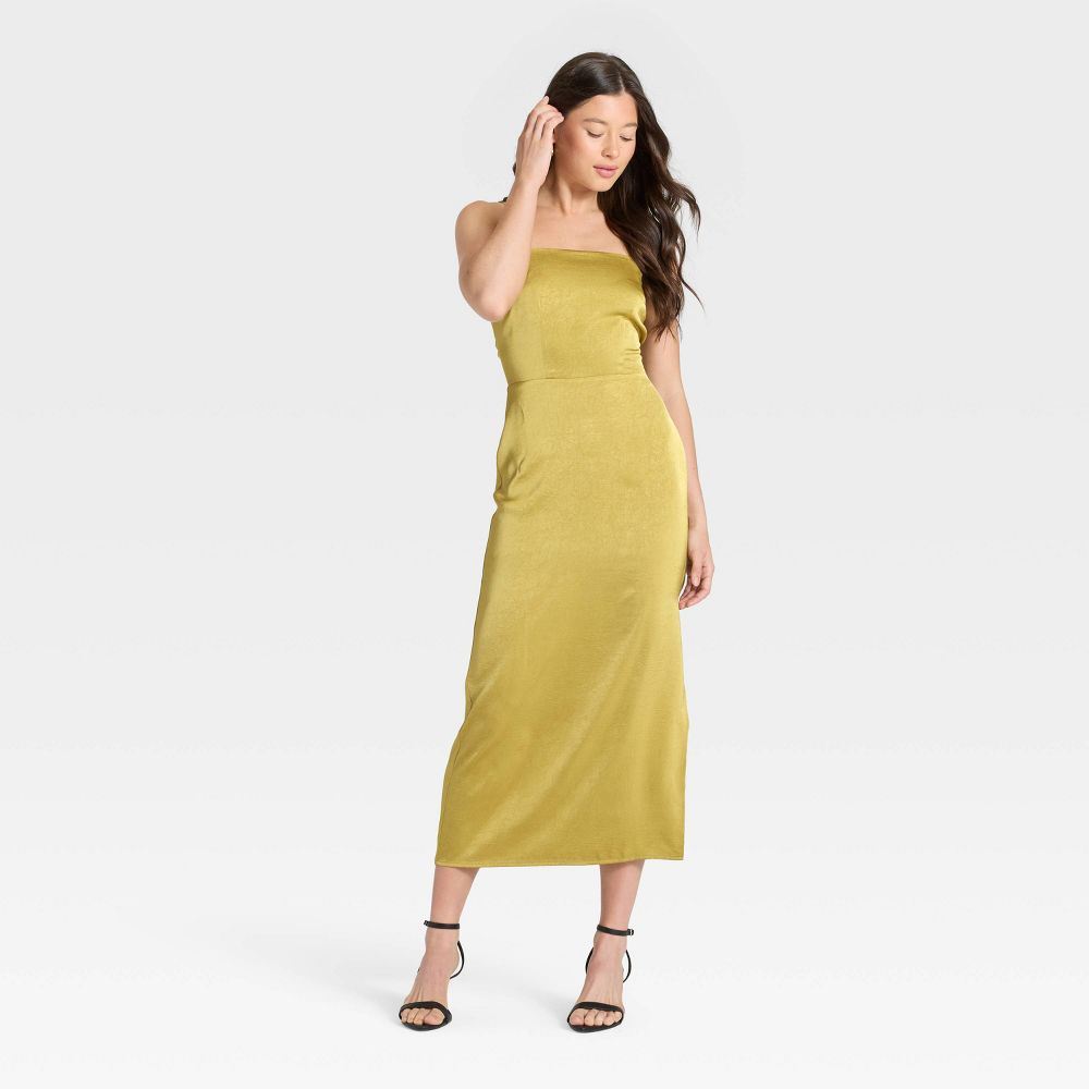 New - Women's Column Slip Dress - A New Day™ Olive XS