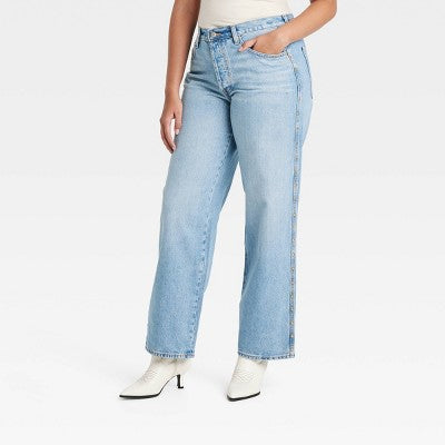 New - Women's Mid-Rise Studded 90's Baggy Jeans - Universal Thread Universal ThreadBullseye Deals