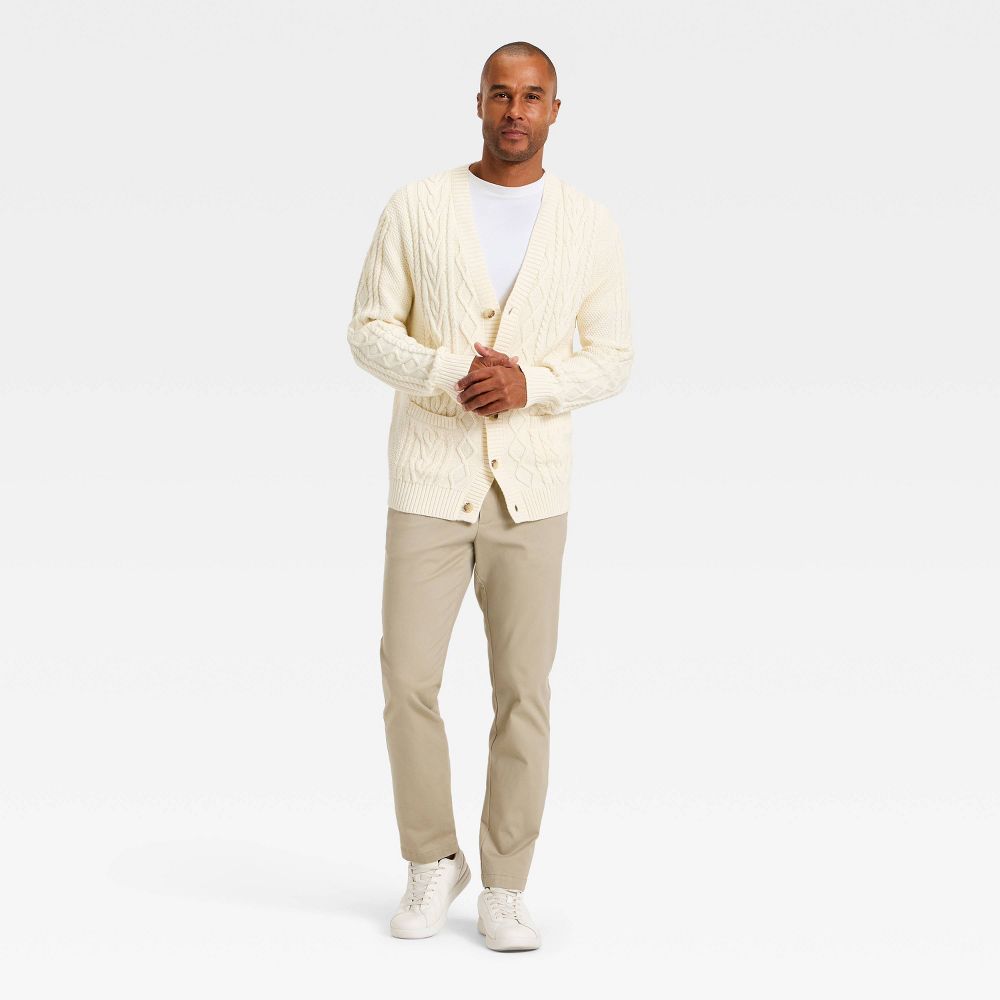 New - Men's Long Sleeve V-Neck Cardigan Sweater - Goodfellow & Co™ Cream XL