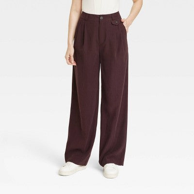 New - A New Day Women's Wide Leg Relaxed High Rise Baggy Wide Leg Trousers A New DayBullseye Deals
