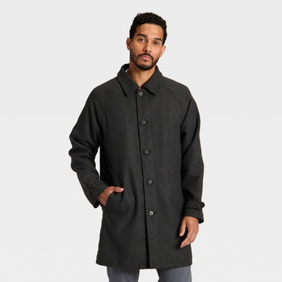 New - Men's Herringbone Overcoat - Goodfellow & Co™ Black L