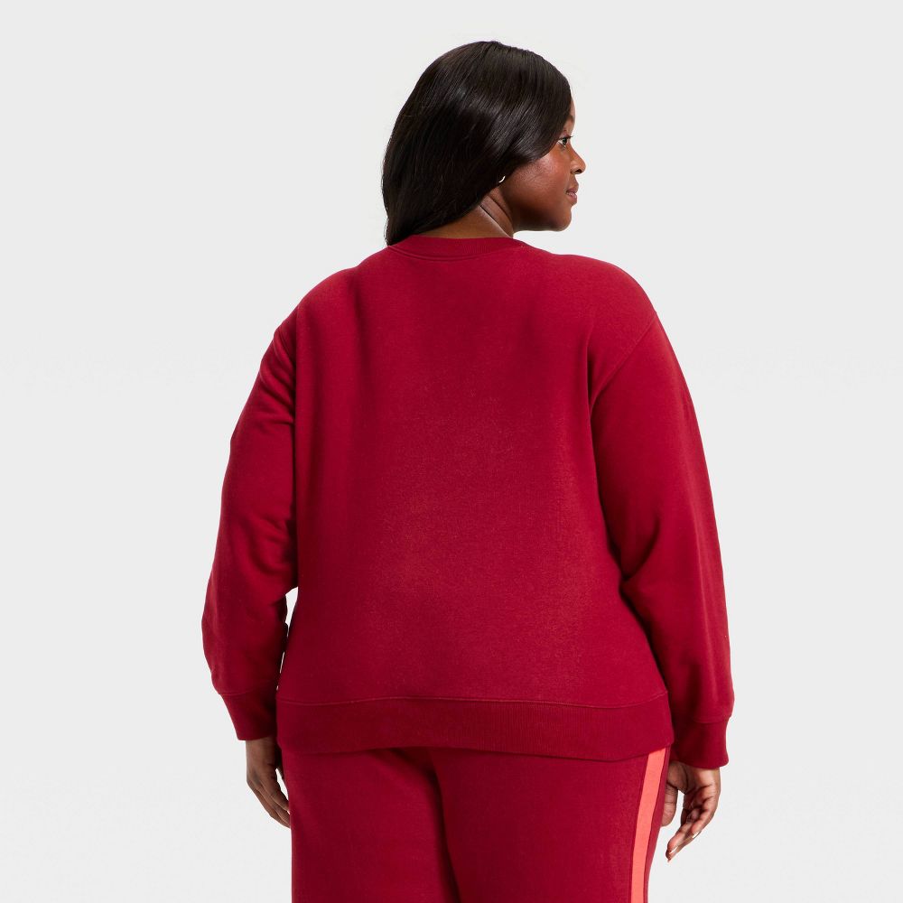 New - Women's Holiday Knit Graphic Pullover Sweatshirt - Universal Thread™ Maroon 1X