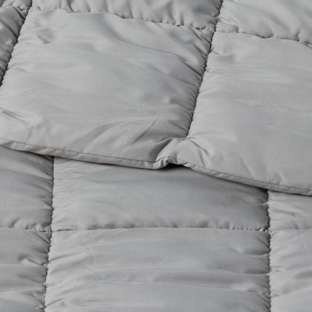 New - King Puffer Box Stitch Comforter Light Gray - Room Essentials™