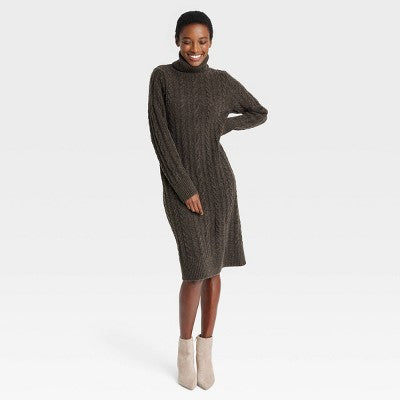 New - A New Day Women's Turtleneck Long Sleeve Winter Midi Sweater Dress A New DayBullseye Deals
