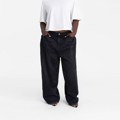 New - KBB by KAHLANA Women's Low-Rise Wide Leg 'The Rachel Jean' - Black Wash 17