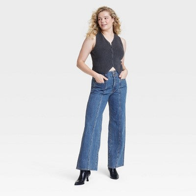New - Women's High-Rise Tailored Wide Leg Jeans - Universal Thread Universal ThreadBullseye Deals