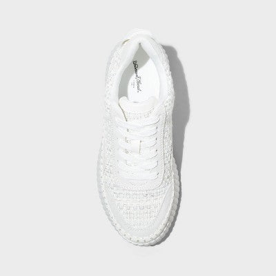 Open Box - Universal Thread Women's Low Top Lace-Up Sneakers Memory Foam Insole Woven Universal ThreadBullseye Deals