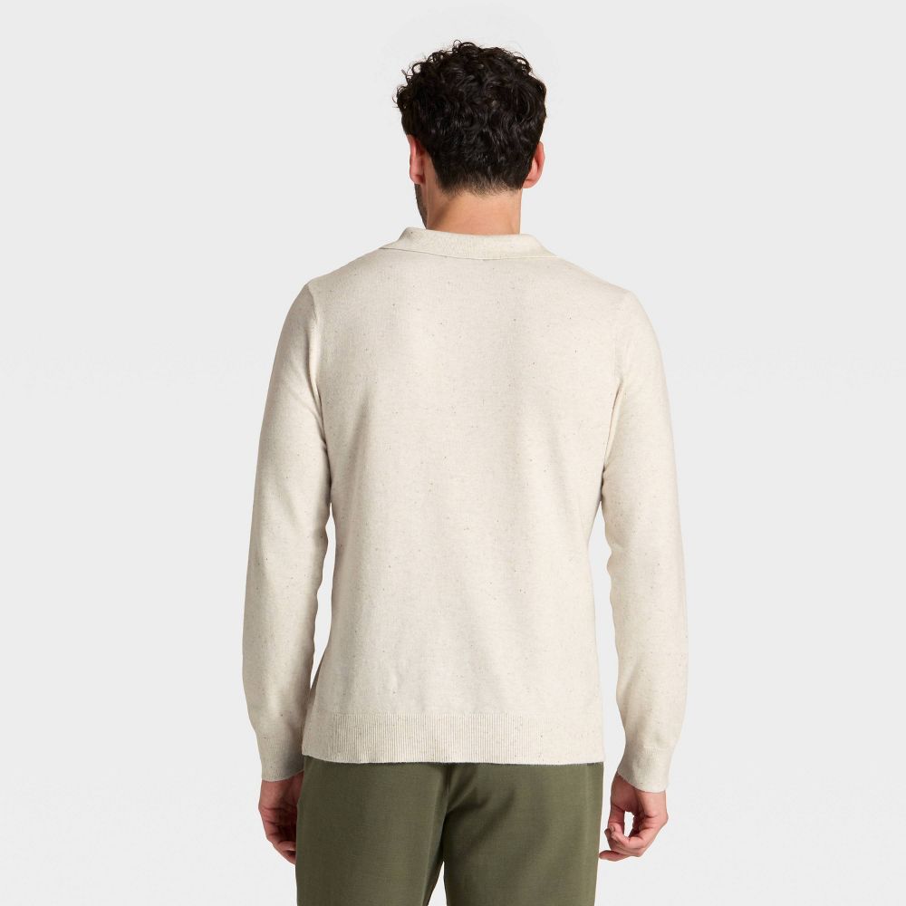 New - Men's Soft Knit Johnny Collar Polo Sweater - Goodfellow & Co™ Light Beige XXL