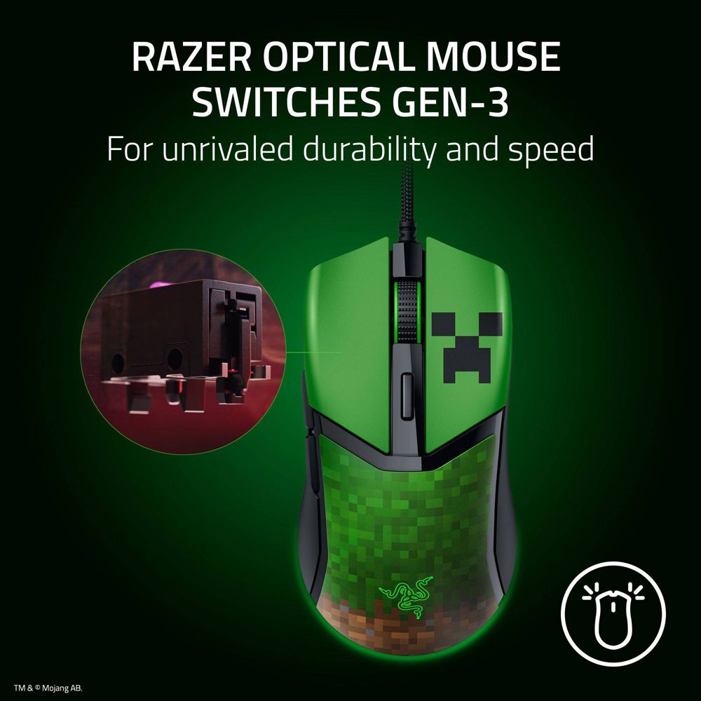 New - Razer Cobra Customizable Gaming Mouse - Minecraft Edition: Wired Precision Device