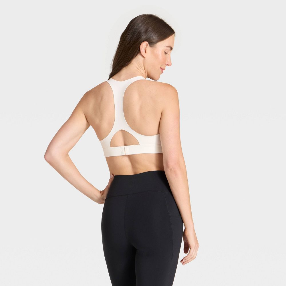 New - Women's High Support Front Zip Bra - All In Motion™ Cream 34B