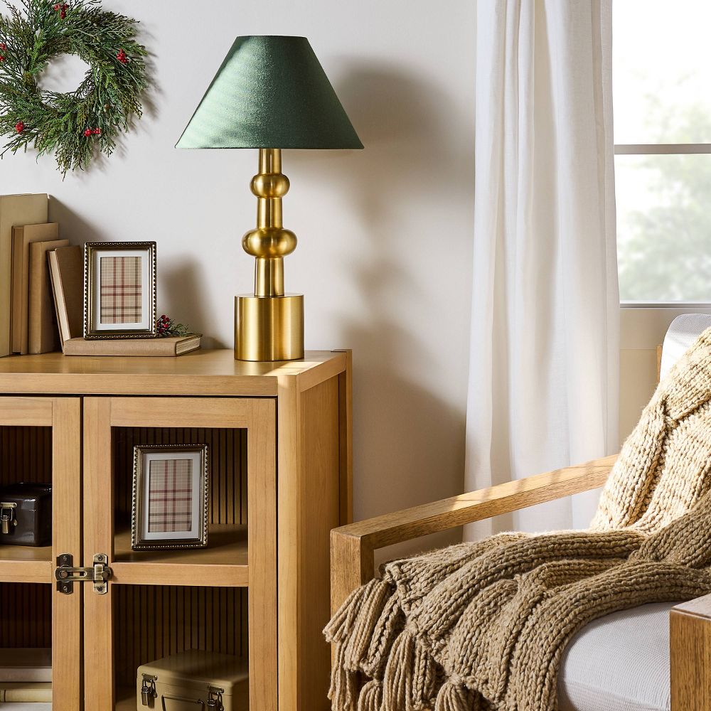 New - Vintage Brass with Green Shade Table Lamp - Hearth & Hand™ with Magnolia