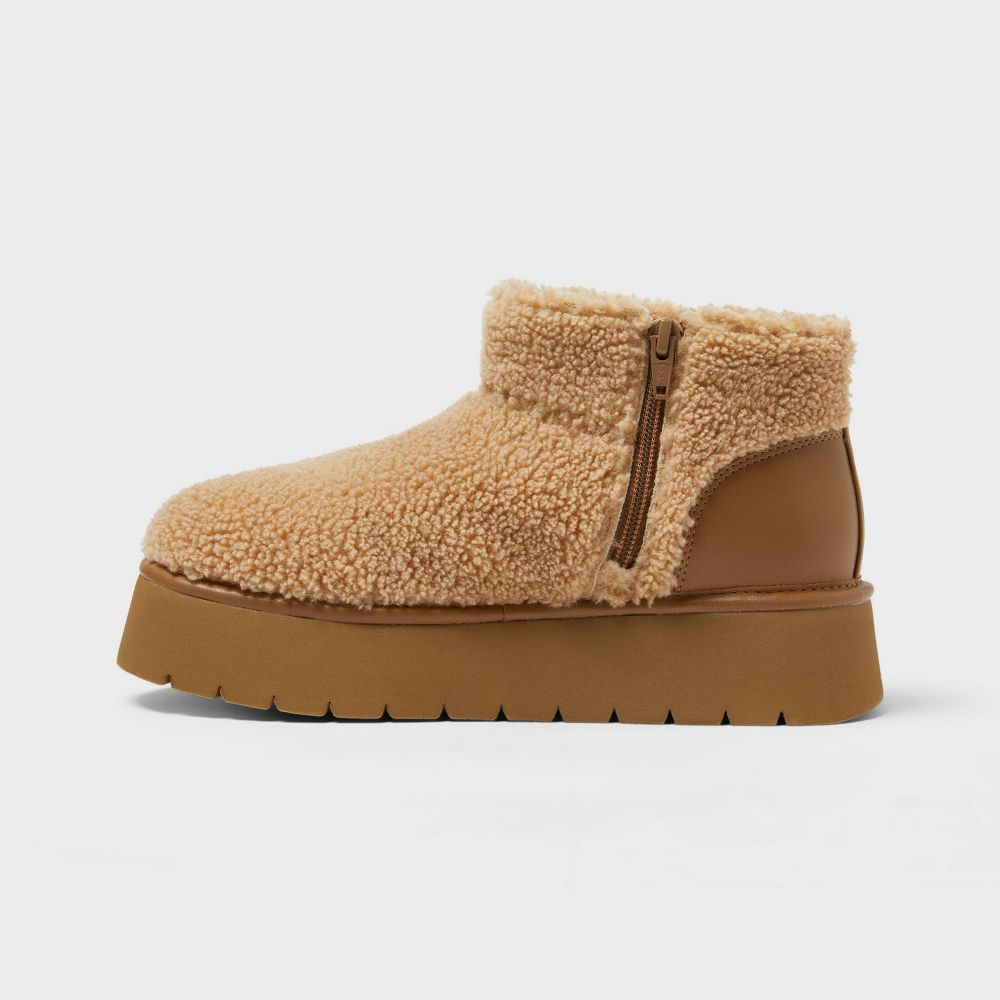 Open Box - Women’s Missy Faux Suede Boots with Memory Foam Insole - Wild Fable™ Beige 12