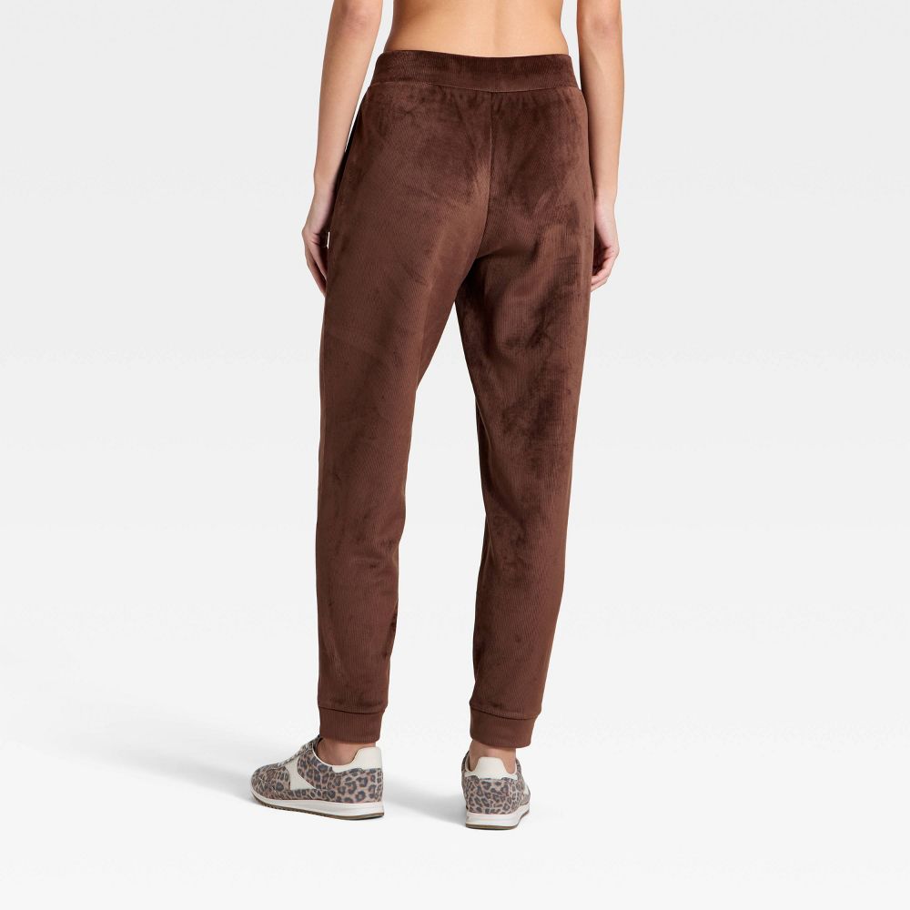 New - Women's Velour Ribbed Jogger Sweatpants - All In Motion™ Brown S