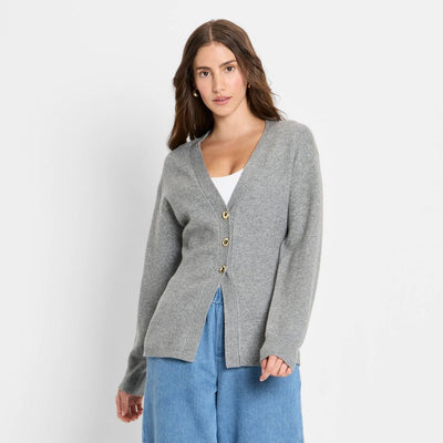 New - Women's Nipped Waist Cardigan - Future Collective Gray M