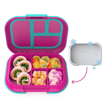 New - Bentgo Kids' Chill Lunch Box, Bento-Style Solution, 4 Compartments & Removable Ice Pack - Fuchsia/Teal: BPA-Free