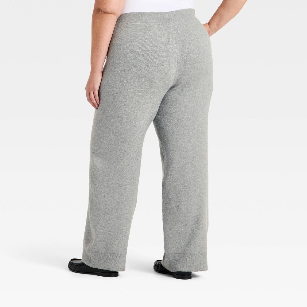 New - Women's Wide Leg Sweater Pants - A New Day™ Heather Gray XXL