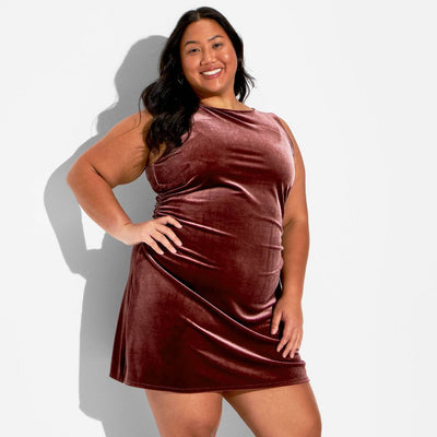 New - Women's Velvet Mini Sheath Dress - Wild Fable™ Burgundy XXL