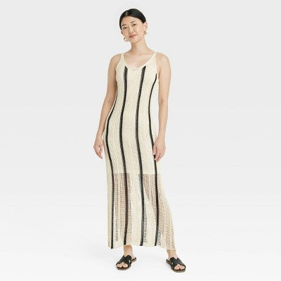 New - A New Day Women's Open Work Pointelle Dress Maxi Sundress A New DayBullseye Deals
