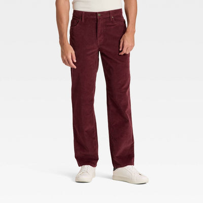 Open Box - Men's Straight Fit Corduroy 5-Pocket Pants - Goodfellow & Co™ Dark Red 29x30