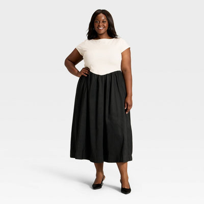 New - Women's Backless Knit Maxi Dress - A New Day™ Cream/Black XXL