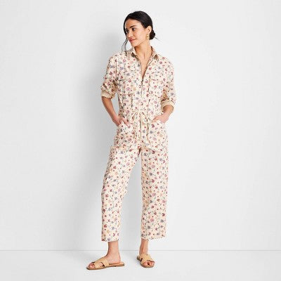 New - Future Collective Jenny K Lopez Women's Long Sleeve Boilersuit Jumpsuit, Floral Future Collective w/Jenny K LopezBullseye Deals