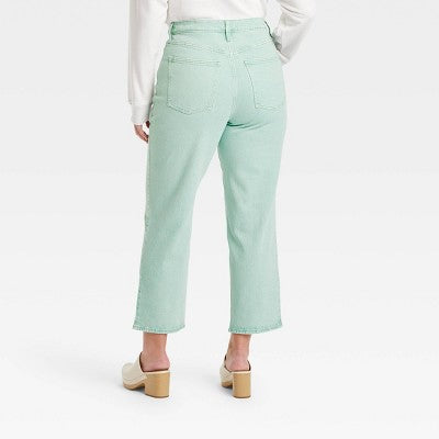 Women's High-Rise Straight Fit Cropped Jeans - Universal Thread Mint Universal ThreadBullseye Deals