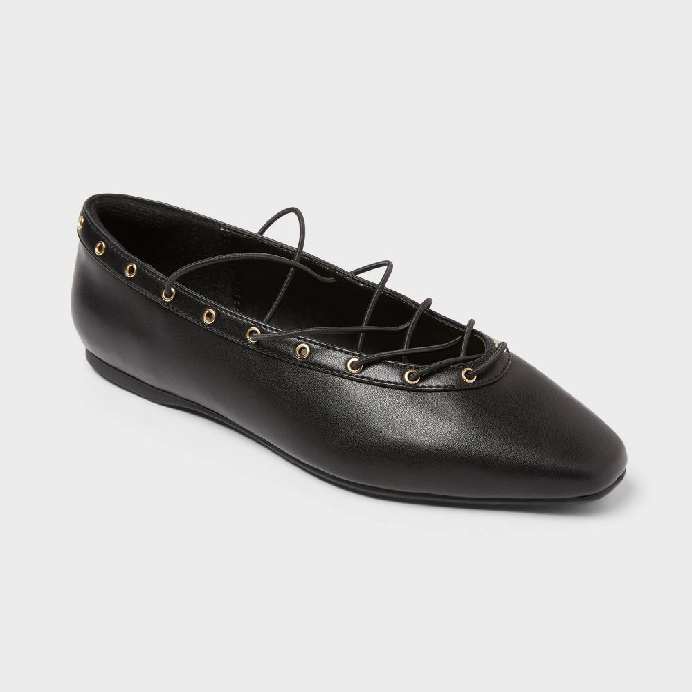Open Box - Women’s Jay Flats with Memory Foam Insole - Wild Fable™ Black 10